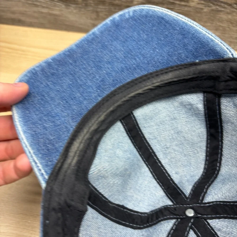 The Hatter‎ Company Hat Cap Strap Back Blue Plain Denim Lifestyle Casual Dad Hat